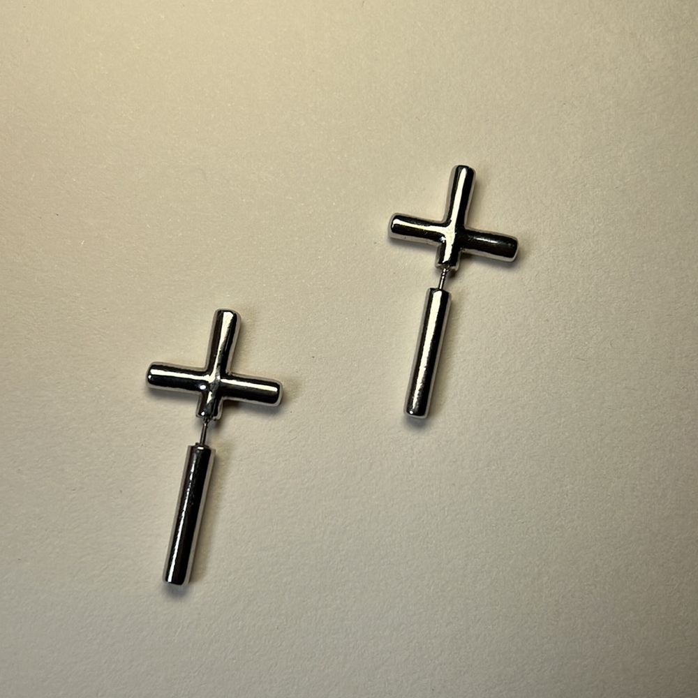 Unique Silver Cross Post Earrings